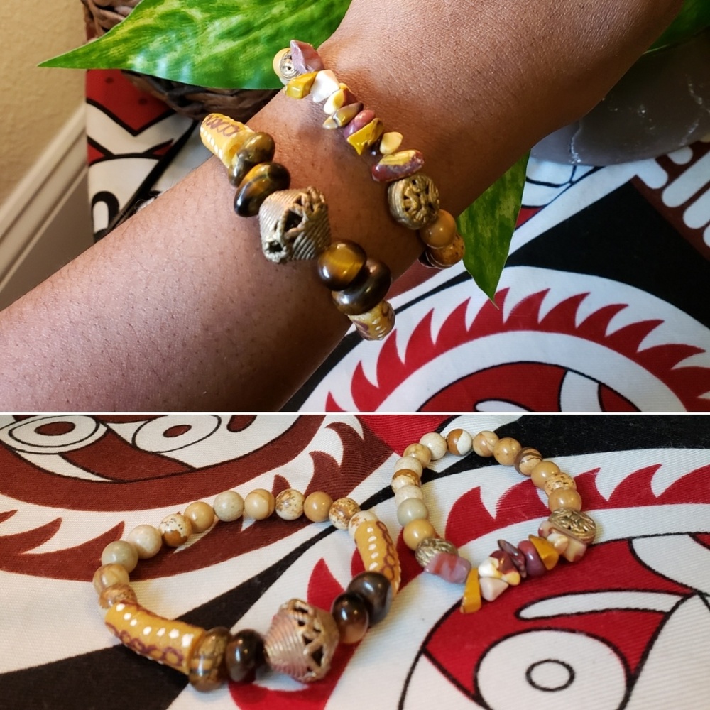 Mookaite and jasper bracelet set